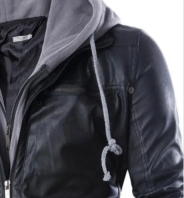 Куртка мужская демисезонная из ПУ кожи на молнии с капюшоном|men motorcycle|leather fashion