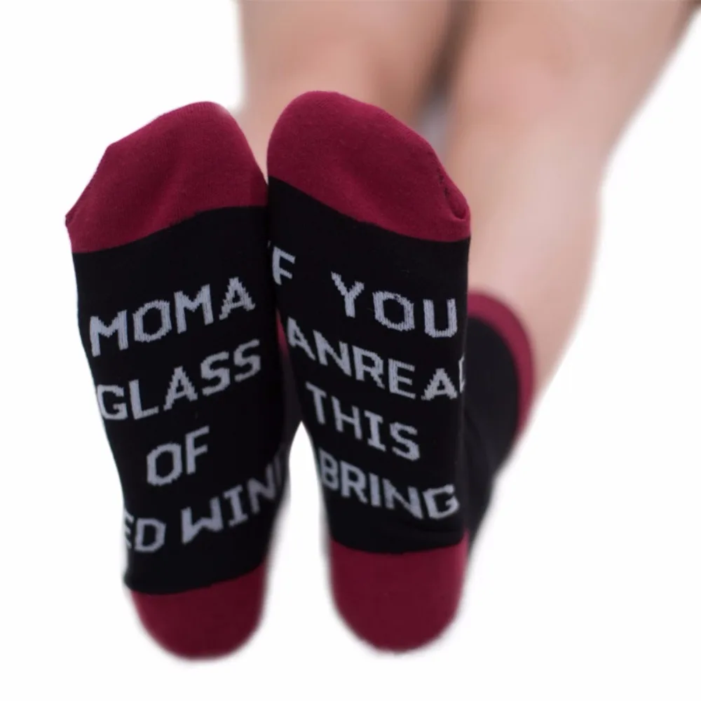 Fashion 1 Pairs Women Letter print socks If You Can Read This Bring Me A Glass of Wine/Cold Beer/Coffee Men Women Crew Socks