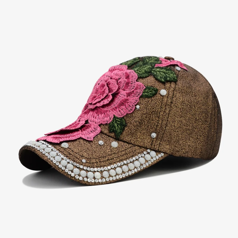 COKK Женская Бейсболка вышитая цветочными бусинами Шляпа Snapback вечерние летняя