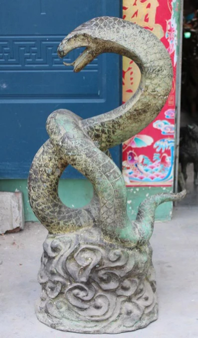 bir 003999 41&quot Huge Chinese Bronze Statue Phylactery Animal Snake Ophelia Snakes Serpent Sculpture | Дом и сад