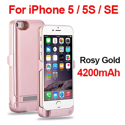 Rose gold Goldfox 4200mAh Внешняя батарея зарядное устройство чехол для iPhone 5 5 S блок питания запасная крышка для iPhone 5 5S зарядное устройство ce чехол - Цвет: Rose gold