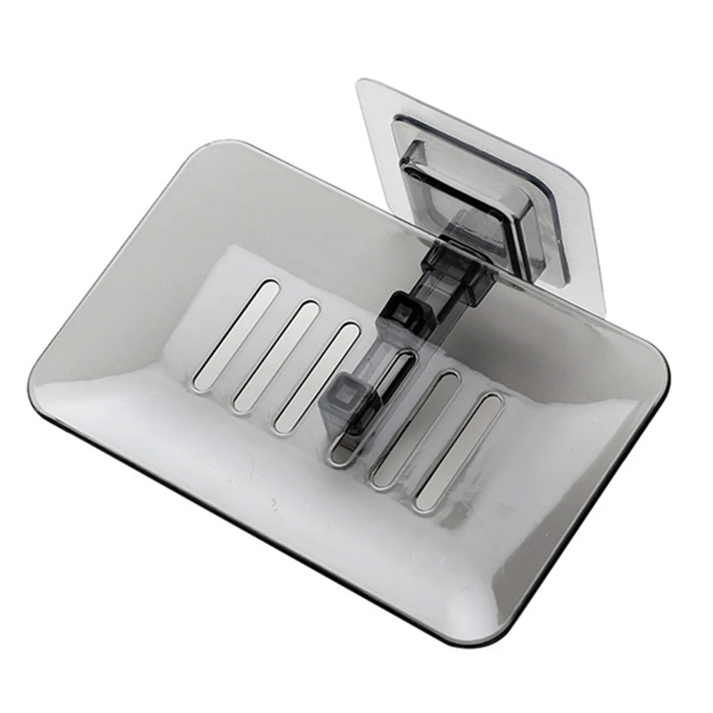 black Soap Dish Bathroom Storage Rack Plate Soap Dish Holder Suction Cup Soap Box Crate Shelf Wall Tableware Basket Accessories - Цвет: black