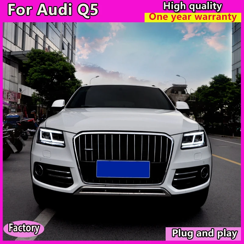 Автомобильный Стайлинг для Audi Q5 фары 2009-2012 2013- Q5 светодиодный фонарь DRL Объектив Двойной Луч би-светодиодный объектив Автомобильная фара