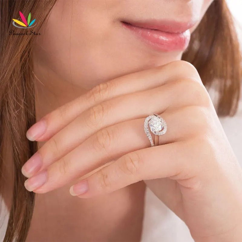 Павлин звезда Твист Curl 925 Серебряная свадьба Обручение Ring 1.25 ct обещание Юбилей cfr8245