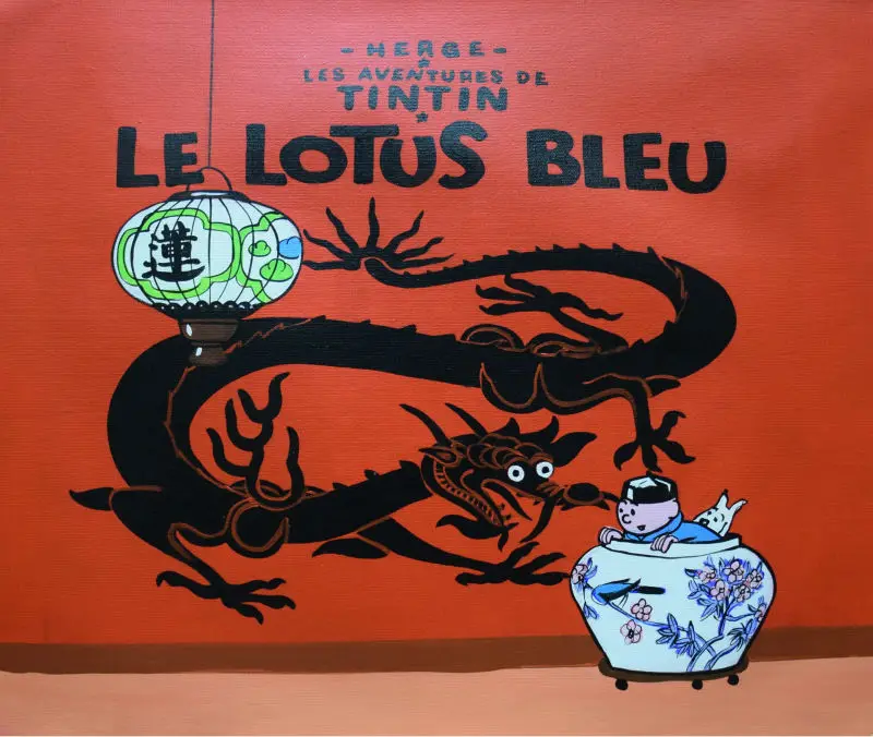 100% ручная роспись Современная мультяшная Тинтин картина маслом на холсте