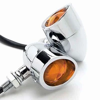 2pcs heavy duty motorcycle bullet chrome turn signals blinker amber indicator lights lamp chrome