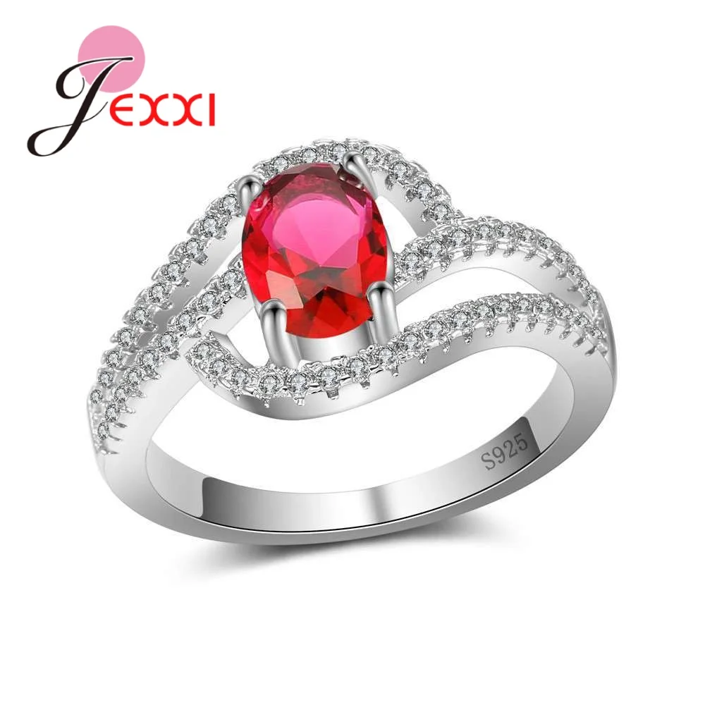 

Elegant Real 925 Sterling Silver Engagement Wedding High Quality Women Ladies Popular Pave Crystals Finger Rings Anel