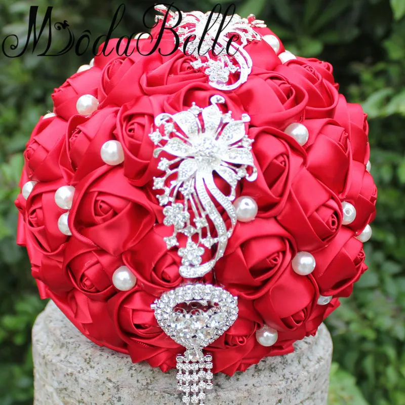 Свадебные букеты Modabelle искусственные бриллиантовые Синие с хрустальным жемчугом