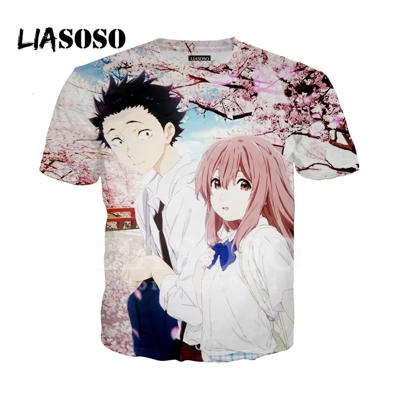 LIASOSO новинка 3D принт для женщин и мужчин аниме тихий голос форма голоса футболка
