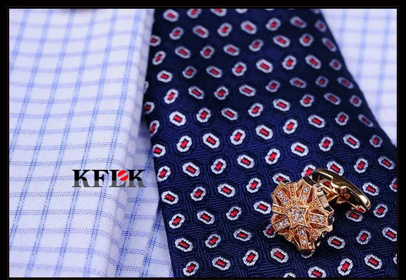 KFLK Роскошные модные запонки для рубашек для мужчин, Подарочные брендовые запонки, золотые запонки, высокое качество, Кристальные abotoaduras ювелирные изделия