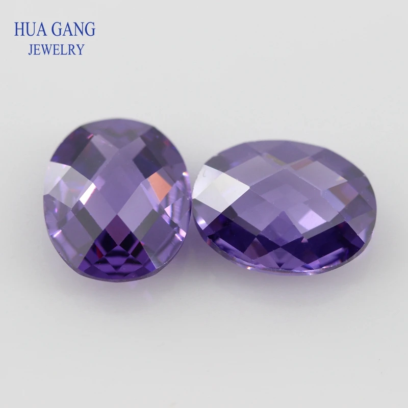 Purple CZ Stone Oval Shape Double Checkerboard Synthetic Gems Cubic Zirconia For Jewelry Size 3x5~13x18mm Free Shipping | Украшения и