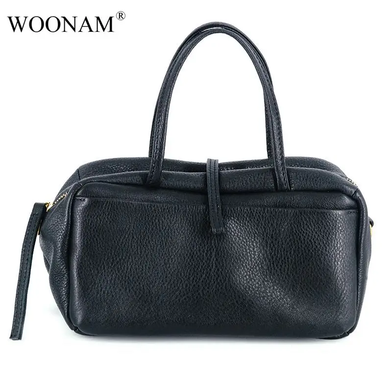 

WOONAM Women Exquisite Limited Production Bag Top Hide Italy Genuine Calf Leather Medium Tote Satchel Shoulder Bag WB785