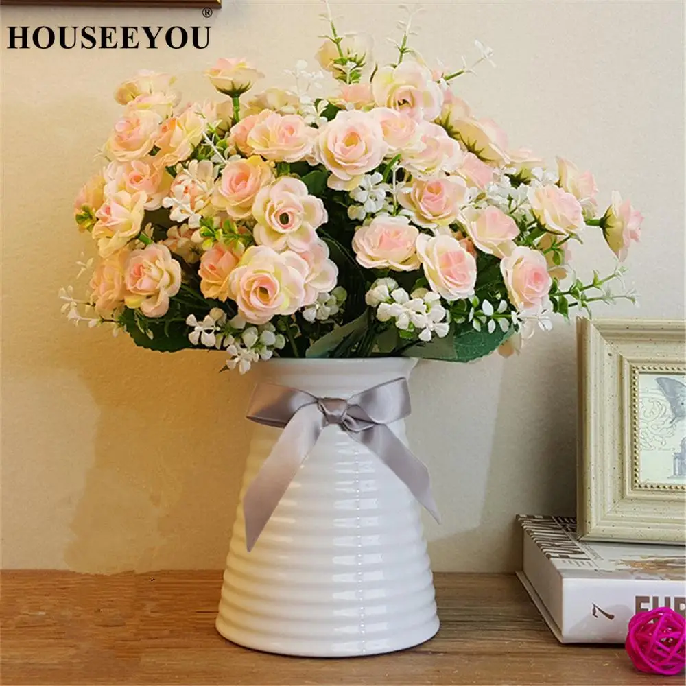 Modern Fashion Europe White Ceramic Flower Vase Home Office Hotel Decoration Tabletop Mesa Vases Wedding Flowerpot | Дом и сад