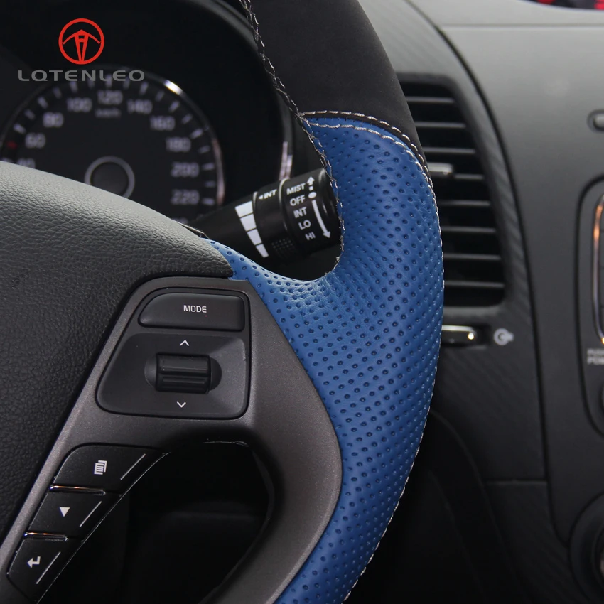 LQTENLEO синий кожаный черный замшевое рулевое колесо Крышка для Kia K3 2012- Ceed Cee 'd Cerato 2012- Forte Koup Forte5 2013