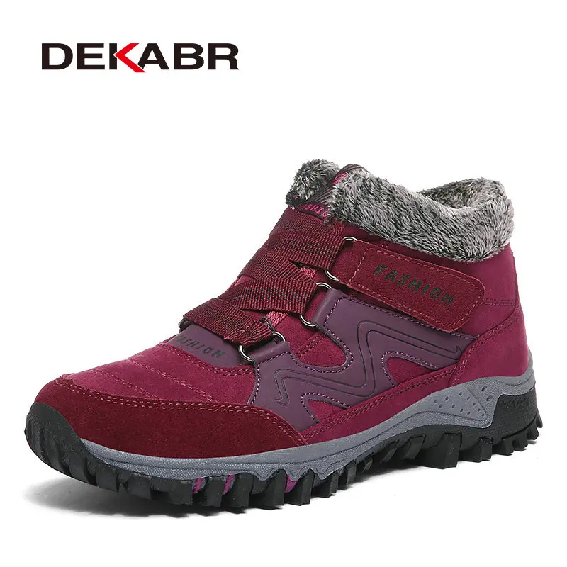 Wine Red DEKABR/мужские ботинки; коллекция года; теплые зимние ботинки на меху; мужские зимние ботинки; Рабочая Мужская обувь; модные безопасные ботильоны; Размеры 35-47 - Цвет: Wine Red