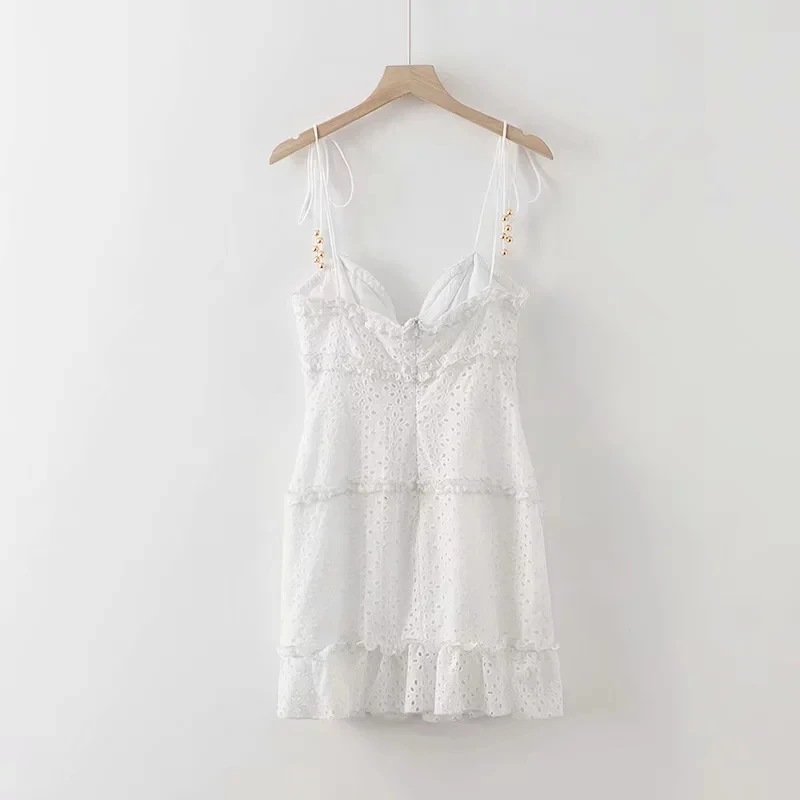 Женское винтажное платье с рюшами и вышивкой Черное белое пляжное в стиле бохо