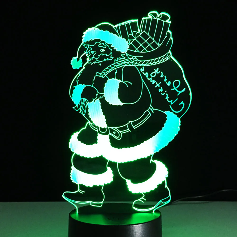 Санта Клаус Рождественский подарок LED Красочный ночник 3D Визуальный прекрасный