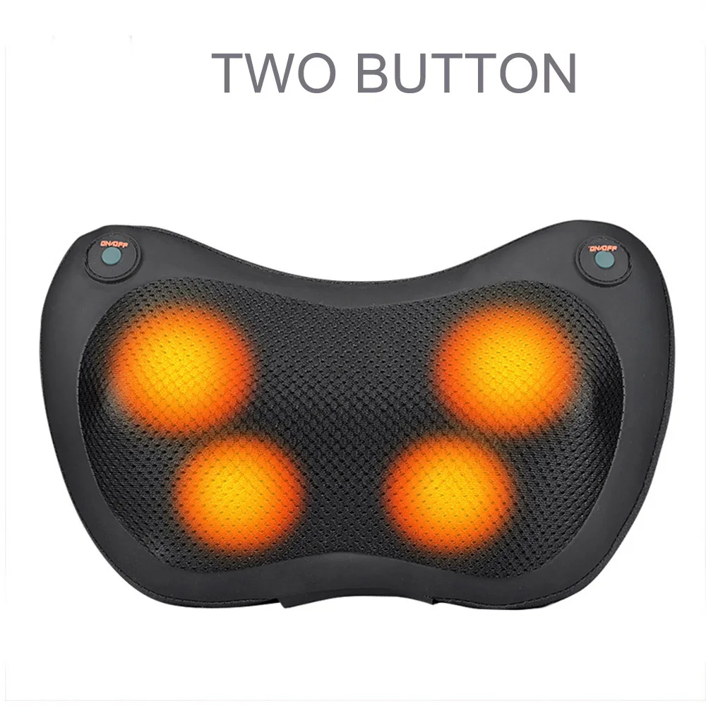 black 4head 2button 8/6/4 головки подушка для массажа шиацу дома автомобильный массажер для спины подушки талии средства ухода за кожей шеи шейки Электрический шиацу массажер - Цвет: black 4head 2button