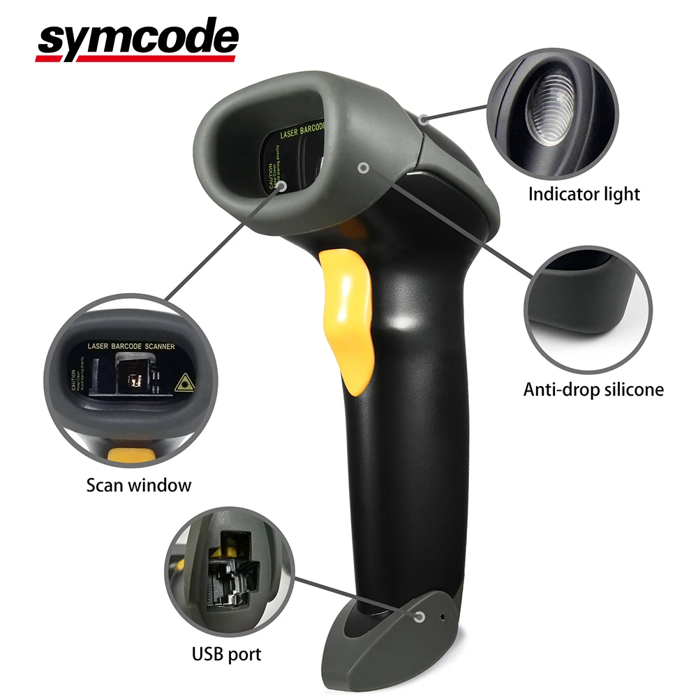 USB сканер штрих-кода Symcode 1D лазерный проводной Ручной считыватель штрих-кодов |