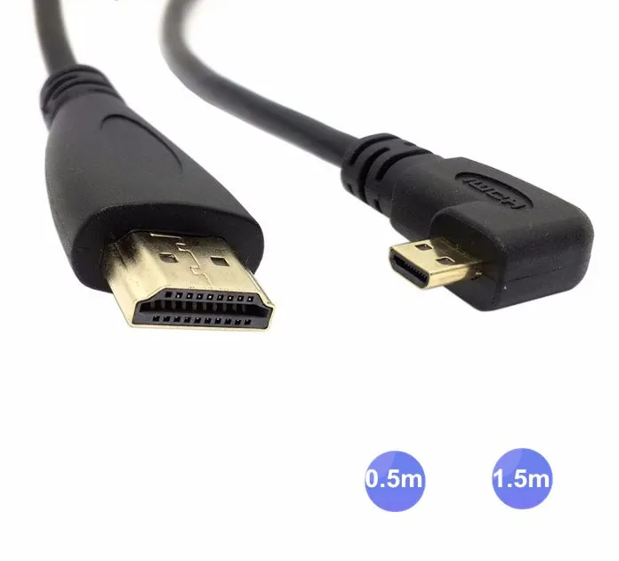 Прямоугольный 90d 90 градусов Micro HDMI к Мужской HDTV кабель 50 см 150 0 5 м 1 5ft XOOM для
