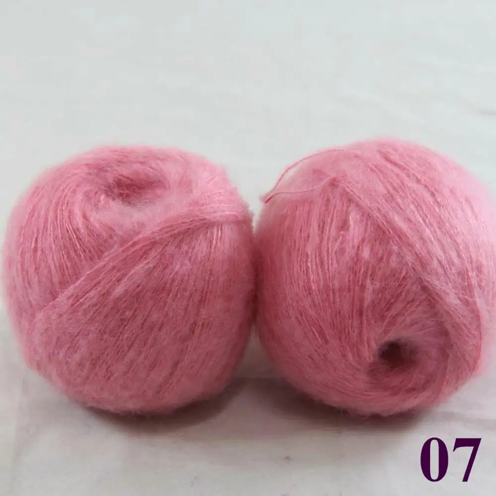 Pink 07 Партия из 2 шариков х 50 г кружево МОХЕР Кашемир Шелк Ручная Пряжа Вязание 290-B - Цвет: Pink 07