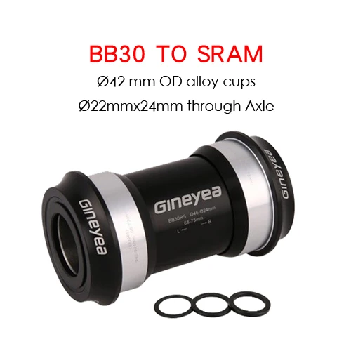 BB30 TO SRAM Высококачественный GINEYEA PF30 BB30 прессованный Нижний Кронштейн 7075AL CNC оси велосипедная ось GXP внутренняя 24 мм/22 мм BB Части - Цвет: BB30 TO SRAM
