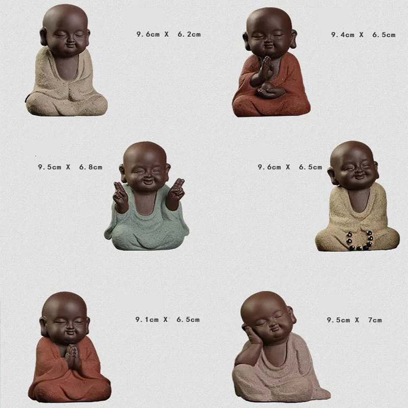 Статуя Будды статуя ручной работы фиолетовая глина фэншуй скульптура