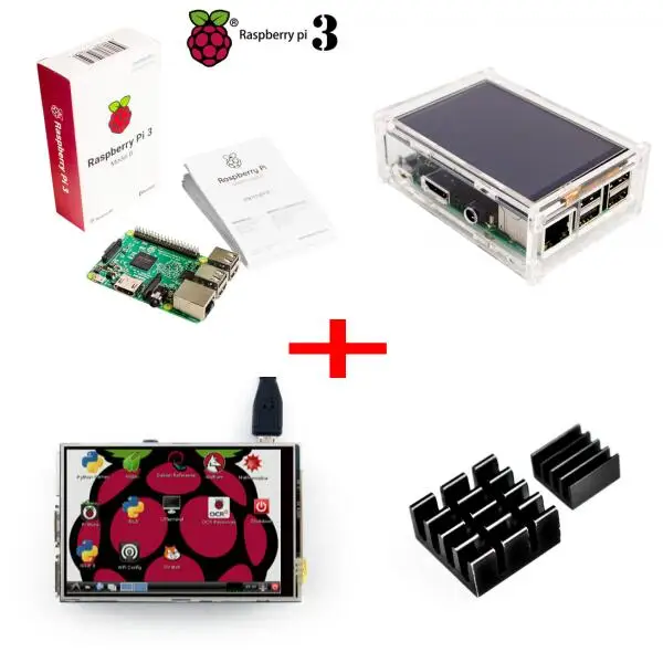 Raspberry Pi3 Модель B плата + 3 5 TFT ЖК дисплей с сенсорным экраном Прозрачный чехол для