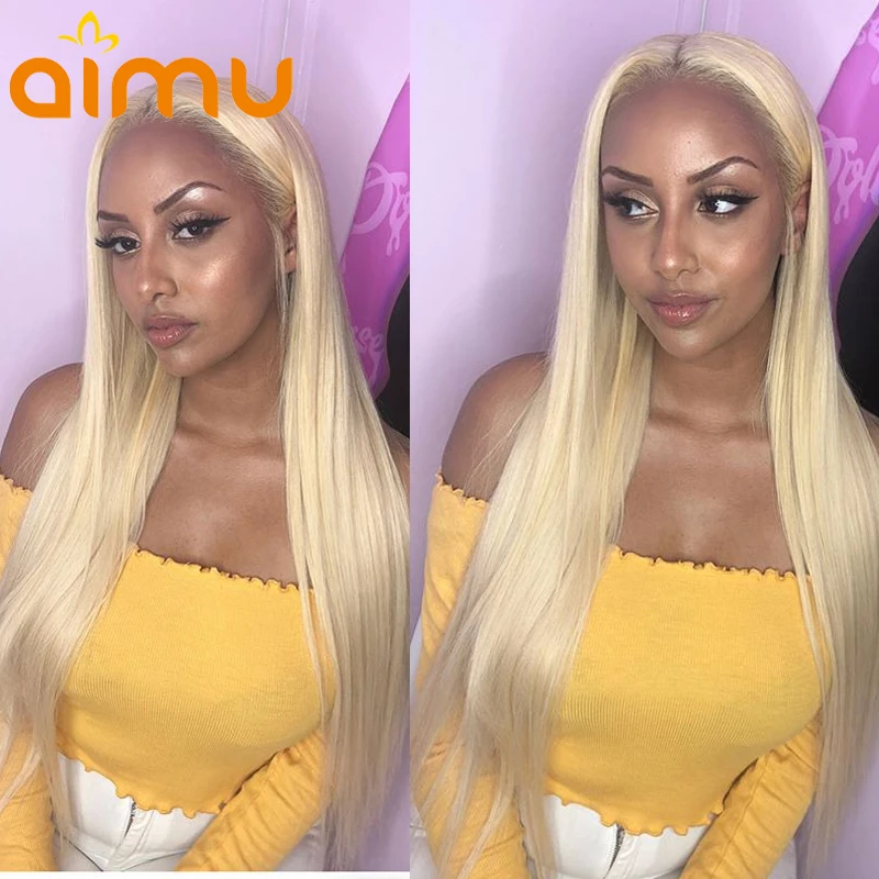 613 Blonde Colored Transparent Lace Front Real Long Straight Human Hair Wig for Black Women Remy Brazilian Invisible Pre Plucked