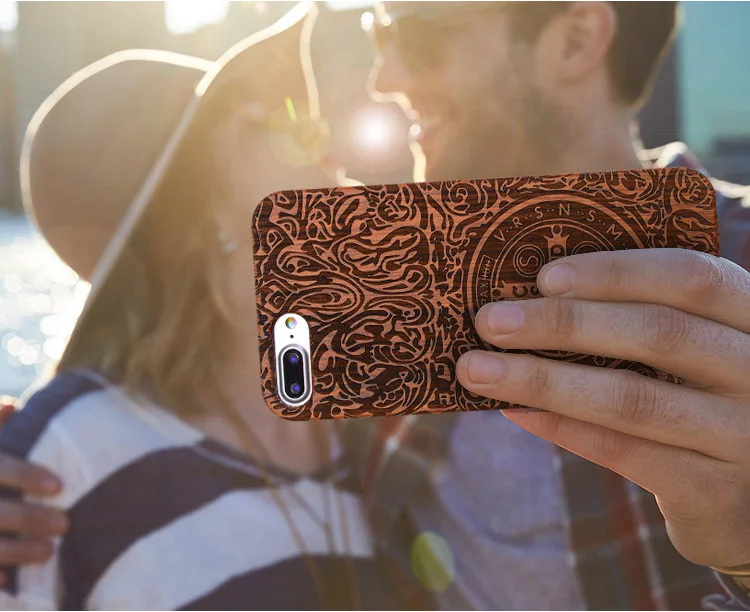 Деревянный супер тонкий чехол для телефона iPhone 8 Plus пластиковые деревянные