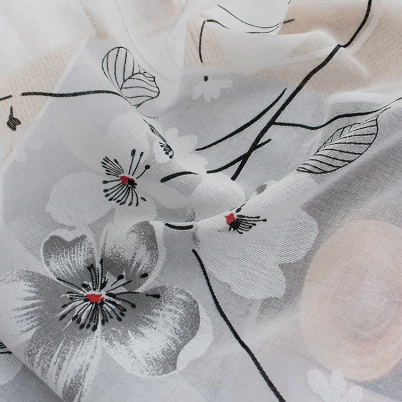 

Embroidery Floral Tulle Sheer Curtain Door Voile Curtain Drape Panel Window Treatment For Living Room Bedroom Balcony Blind