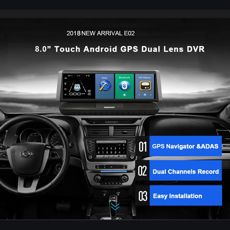 Whexune 2018 Новый 8 &quotАвтомобильный видеорегистратор 4 г Android WiFi GPS touch Full HD 1080 P видео