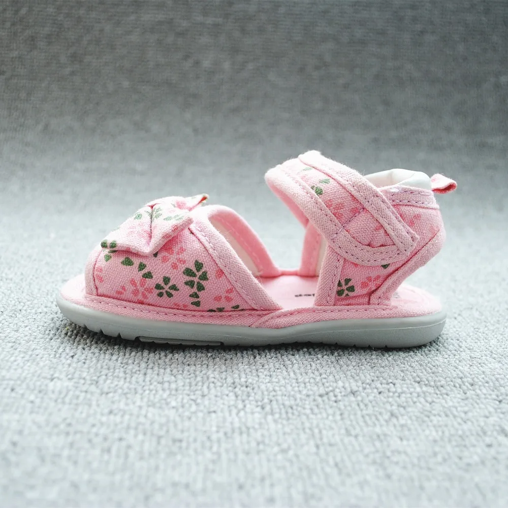 Новорожденных цветок печатных холст детские мягкие Обувь с подошвой из