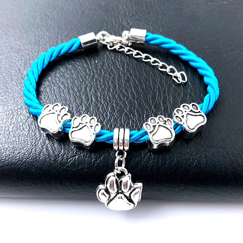 Новинка 2018 плетеный браслет-цепочка 8 цветов подвеска собачья лапа браслет для