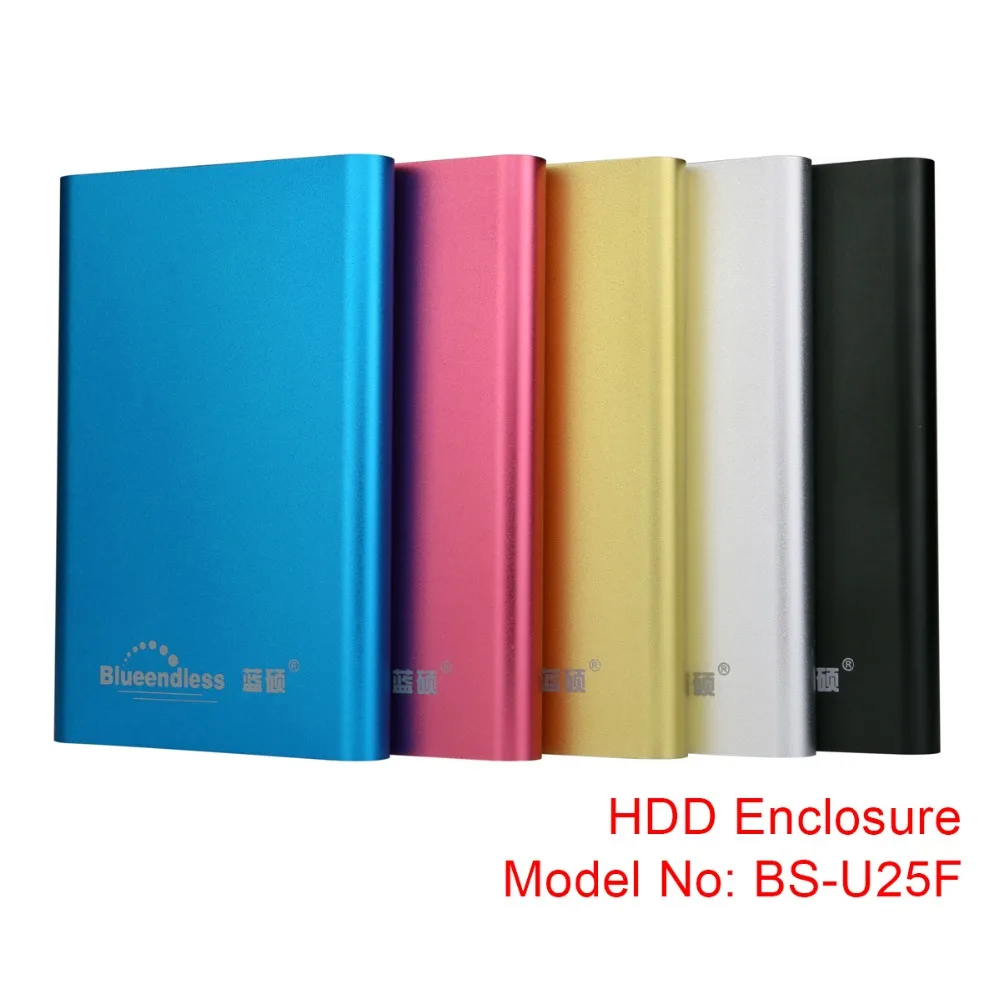 Металлические алюминиевые тонкие мобильные жесткие коробки для дисков с портом