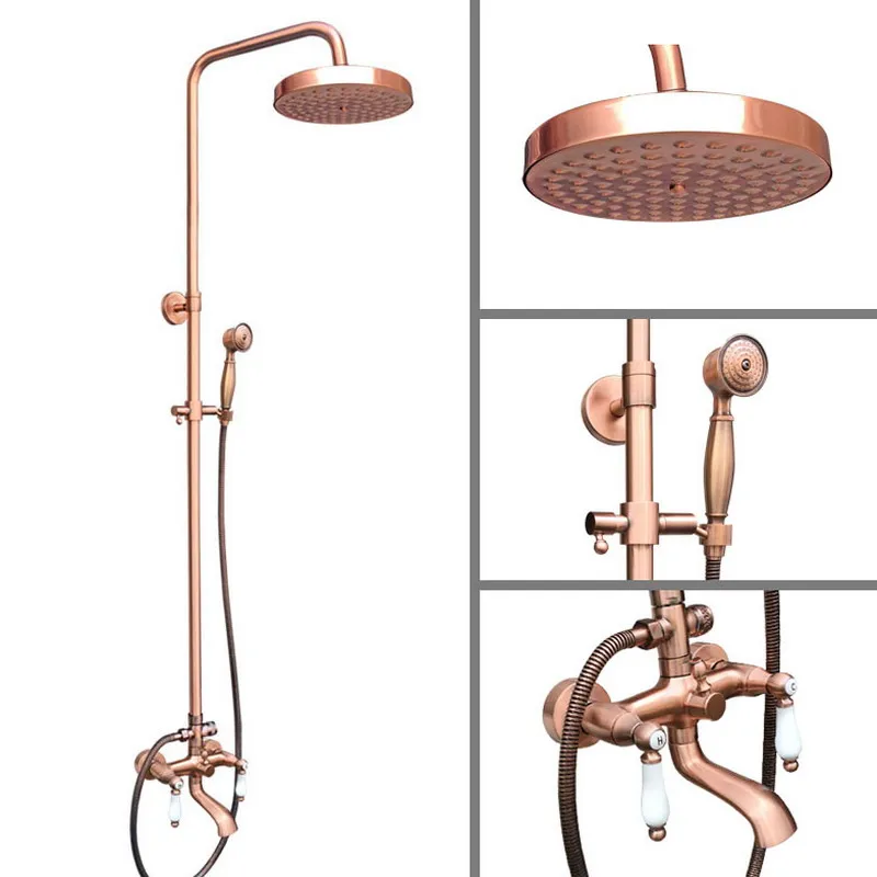 

Античный красный медный латунный Смеситель для ванной комнаты Набор для ванной Душевой кран для ванной душевой кран насадка для душа arg572