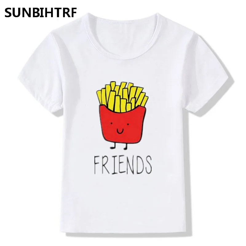 Новые летние топы детская футболка модные Забавные Бургер И Фри best друзья печати