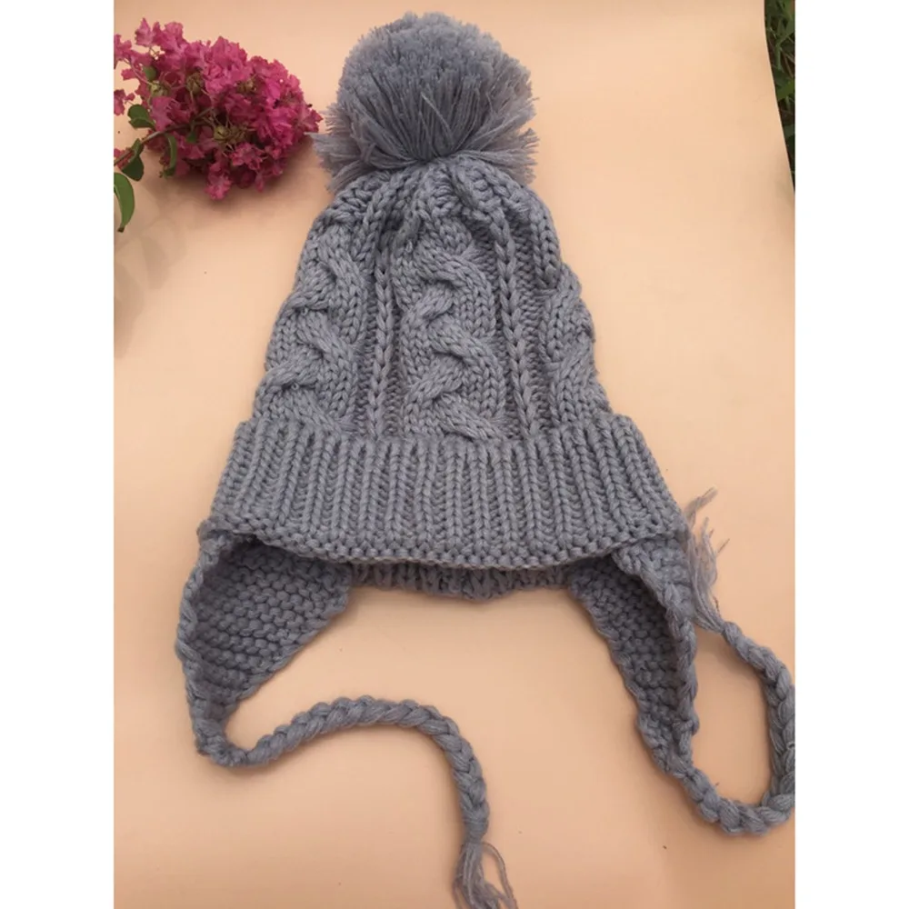 Cute Children Kids Girl &amp Boy Hat Knit Crochet Braided Winter Warm Beanie Cap Pom Ball Solid Caps | Аксессуары для одежды