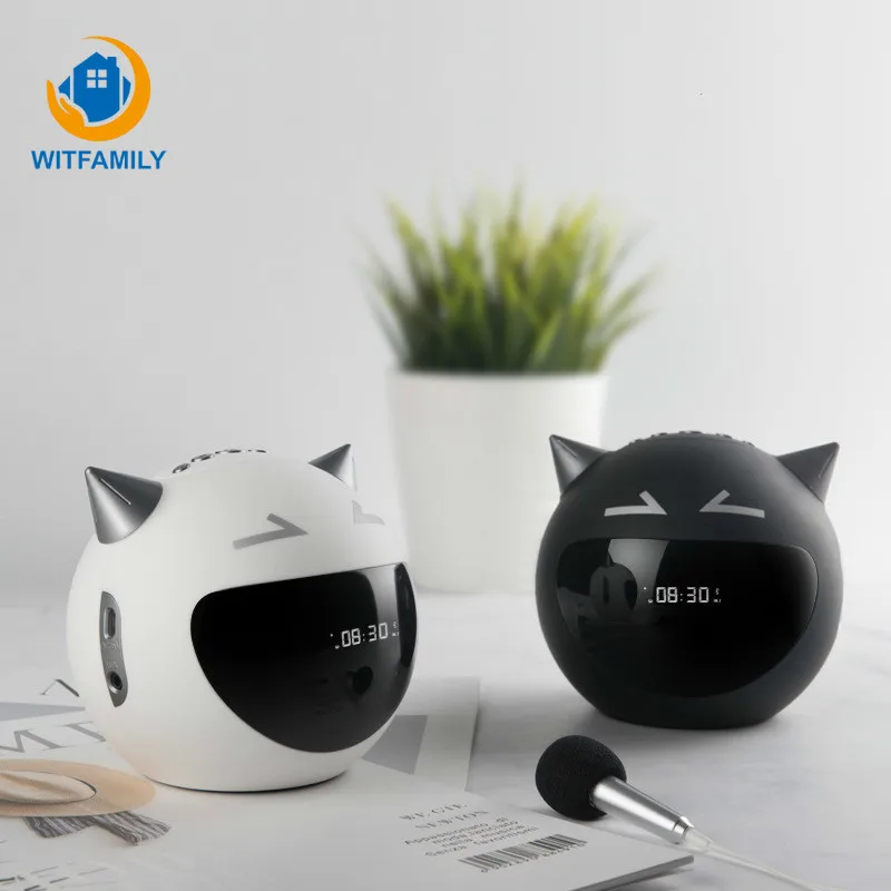 Творческий светодиодный Будильник цифровой динамик bluetooth Повтор Настольные часы милый дьявол радио микрофон музыкальный плеер электронные часы