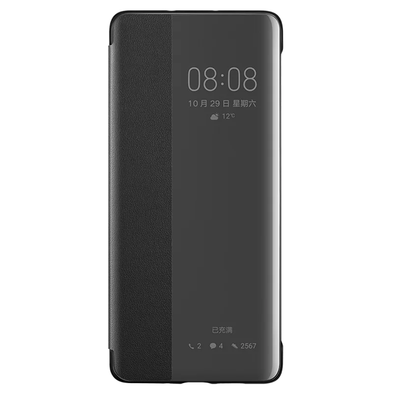 Черный Чехол для HUAWEI P30 Pro, официальный кожаный защитный флип-чехол с окошком для просмотра, чехол для HUAWEI P30 Pro, чехол для Huawei P30, чехол Funda - Цвет: Черный