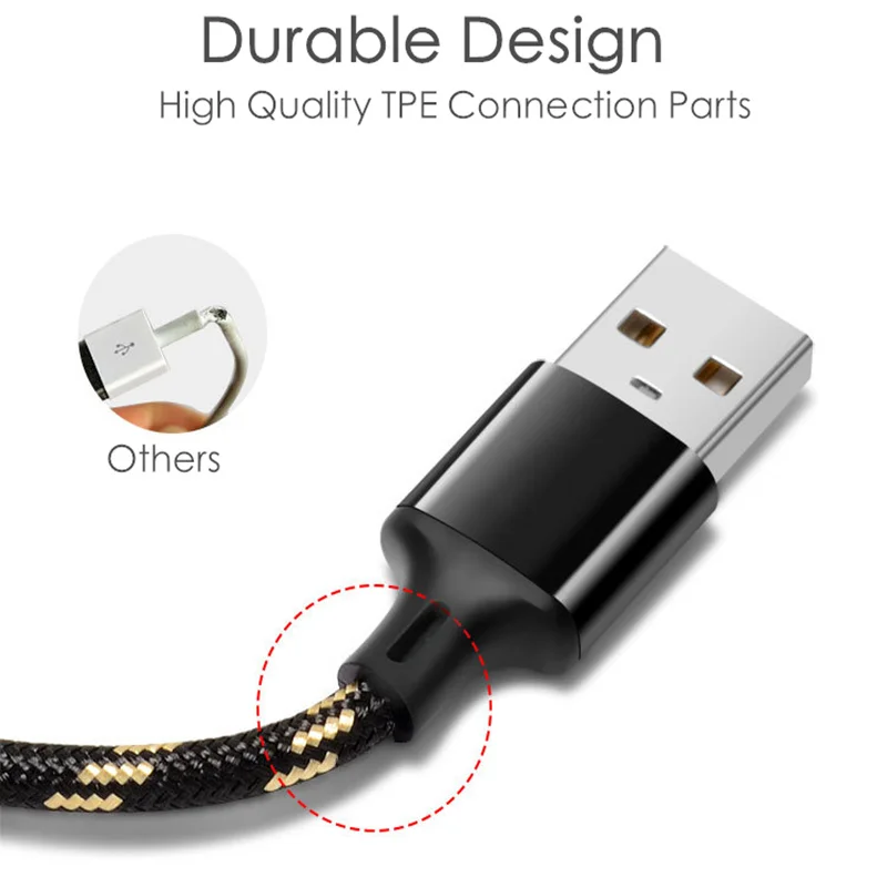 USB кабель 5V 2.8A 3 в 1 быстрая зарядка ткань Braide type C кабель зарядного устройства микро-usb черный золотой провод шнур для iPhone iPad кабель