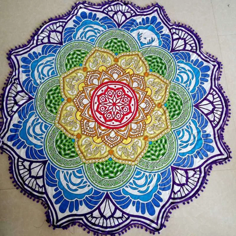 Новинка Европейский вискозный принт круговой пляжный коврик одеяла для йоги