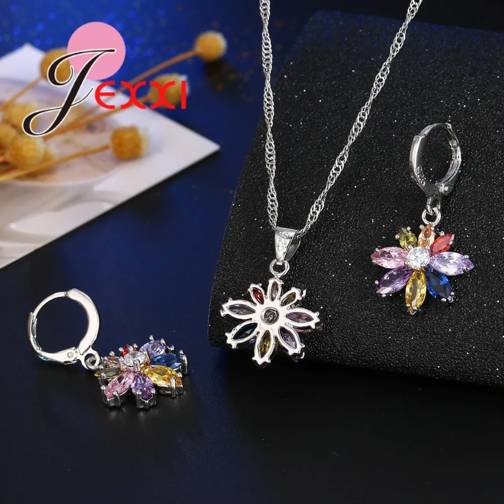 

Trendy Jewelry Sets Color Crystal Rhinestones Water Drop Pendant Necklace Earrings Set for Women Bridal Jewelry sets
