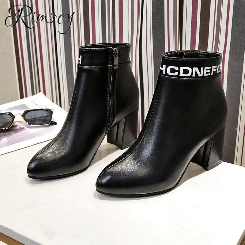 Rimocy зима botas mujer Высокая мода письмо ПУ botines теплые короткие плюшевые женские