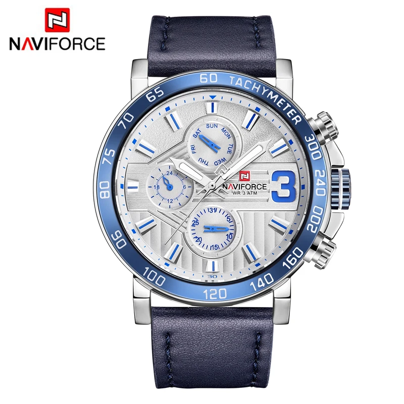 Лучший бренд класса люкс NAVIFORCE часы мужские модные кожаные кварцевые с 6