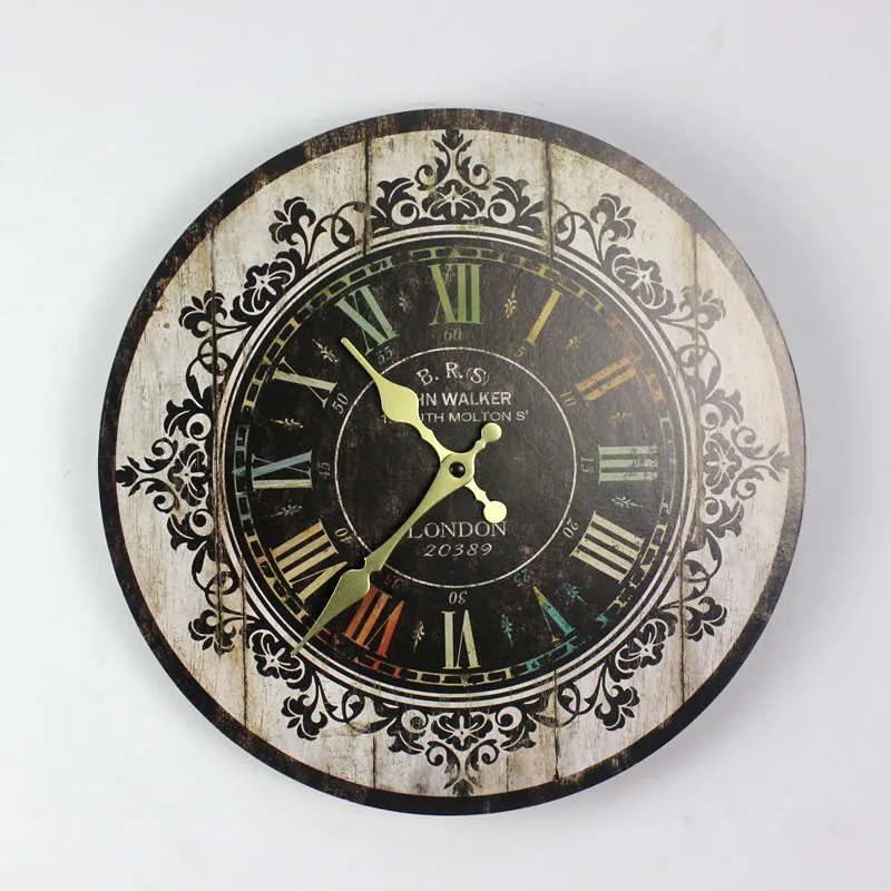 Большие размеры настенные часы винтажные цветочные деревянные кухня