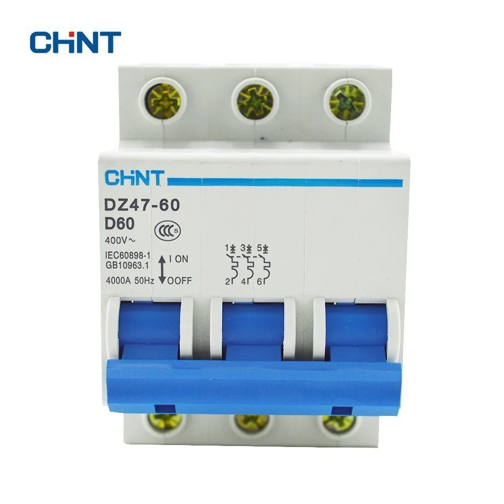 CHINT D Ttpe 60A миниатюрный автоматический воздушный выключатель DZ47-60 3P D60 |