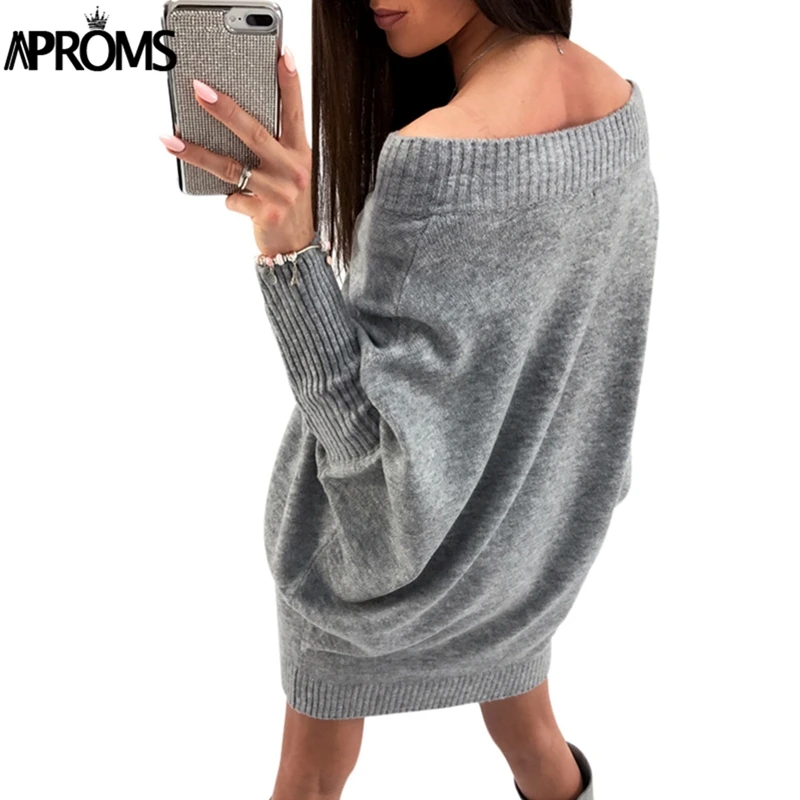 Aproms, новинка, Осень-зима, вязаный крючком свитер, платье, женское, повседневное, рукав летучая мышь, вязанное, высокая талия, свободное, короткое платье, Vestidos