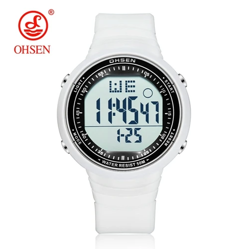 White watch Модные цифровые спортивные часы мужские наручные часы с секундомером Унисекс Резиновый белый 50 м водонепроницаемый светодиодный часы мужские часы relogio masculino - Цвет: White watch