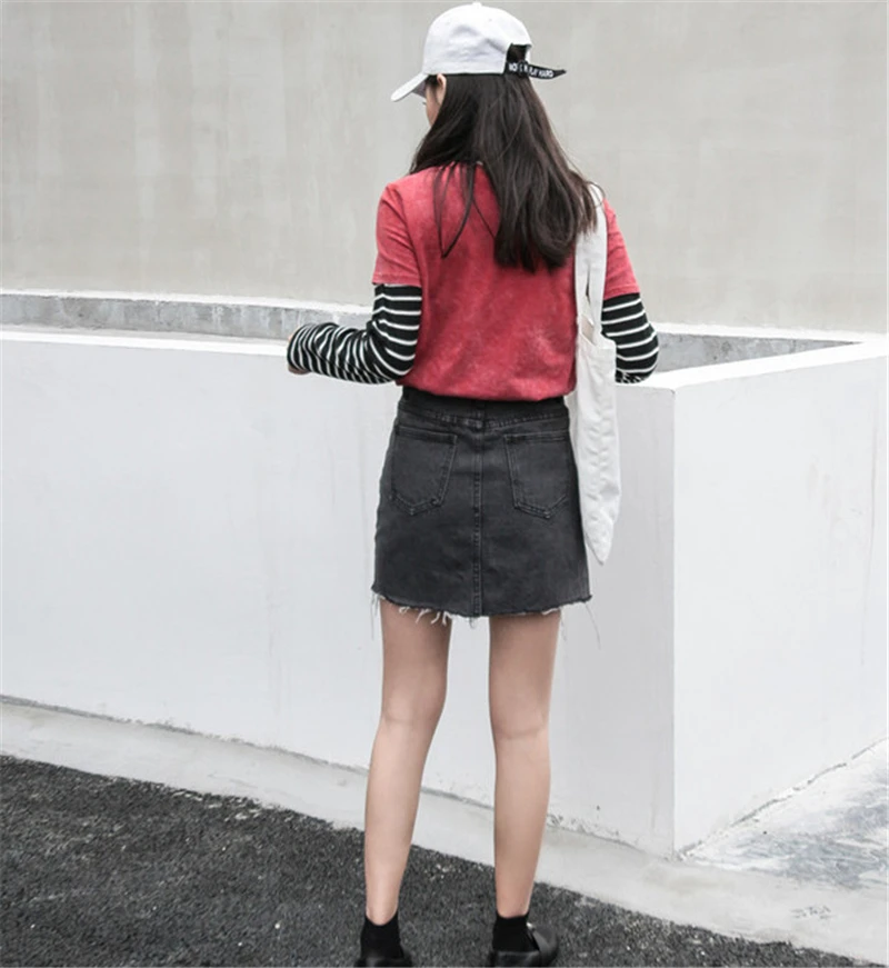 Женская джинсовая юбка карандаш черная или синяя однотонная Повседневная с